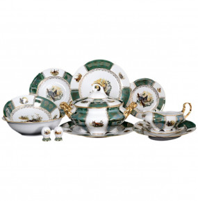 Столовый сервиз на 6 персон 27 предметов  Royal Czech Porcelain "Болеро /Охота зелёная" / 086872