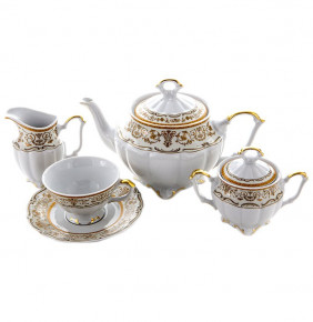 Чайный сервиз на 6 персон 15 предметов  Bavarian Porcelain "Мария-Тереза / Белая /Элегантность" / 104877