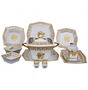 Столовый сервиз на 6 персон 26 предметов  Royal Czech Porcelain "Львов /Золотая роза /Бежевая" / 203933