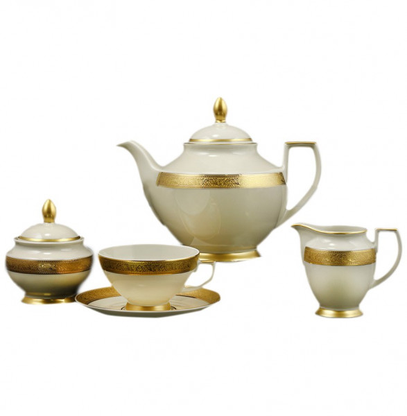 Чайный сервиз на 6 персон 15 предметов  Falkenporzellan &quot;Констанц /Creme Gold 9349&quot; / 146625