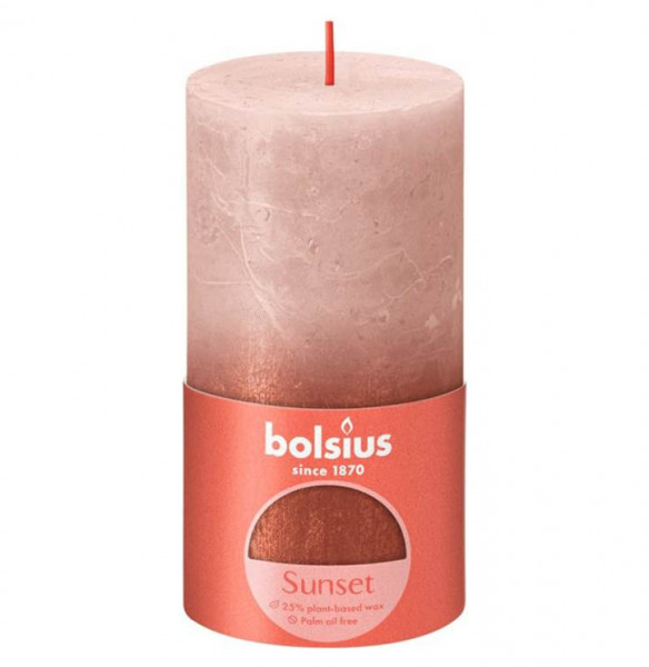 Свеча Рустик 13 х 6,8 см &quot;Sunset /Мистический розовый + янтарь /Bolsius&quot; (время горения 60 ч) / 278290