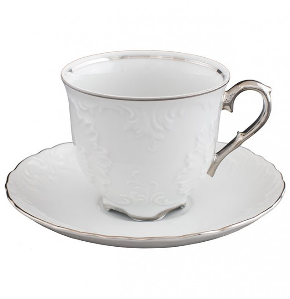 Набор чайных пар 250 мл 6 шт  Royal Czech Porcelain &quot;Рококо /Отводка платина&quot; / 204832