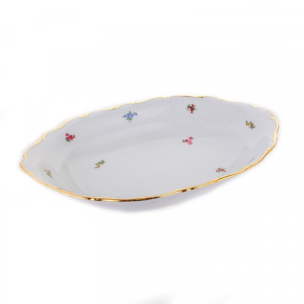 Блюдо овальное (глубокое) для хлеба  Bavarian Porcelain &quot;Мария-Тереза /Мелкие цветы /Отводка золото&quot; / 133240