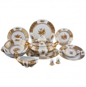 Столовый сервиз на 6 персон 26 предметов  Royal Czech Porcelain "Болеро /Золотая роза /Бежевая" / 203631