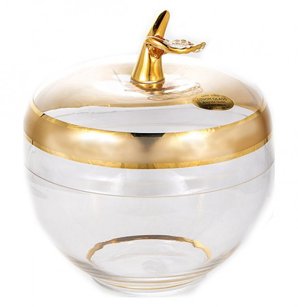 Ваза для конфет с крышкой Яблоко  UNION GLASS &quot;Матовая полоса /золото&quot;  / 156010