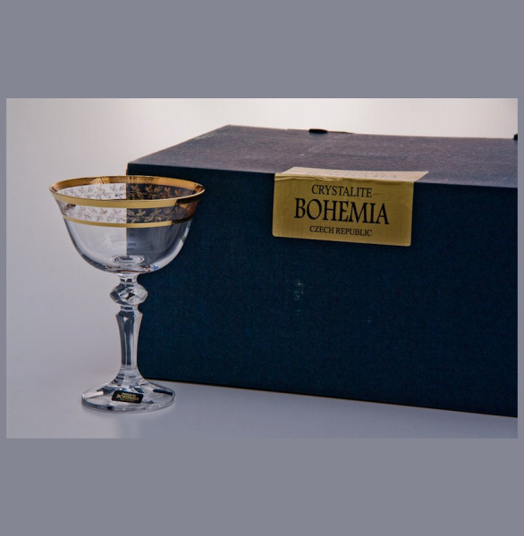 Бокалы для мартини 180 мл 6 шт  Crystalite Bohemia &quot;Лаура /Золотые листики&quot; / 005810