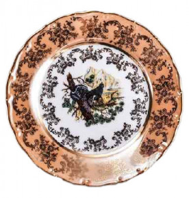 Набор тарелок 21 см 6 шт  Bohemia Porcelan Moritz Zdekauer 1810 s.r.o. "Магнолия /Охота бежевая" / 010991