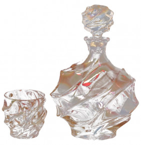 Набор для виски 7 предметов (графин + 6 стаканов по 320 мл)  Aurum Crystal "Surf /Янтарный с красным" / 125133