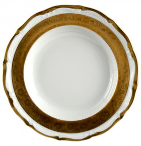 Набор тарелок 24 см 6 шт (глубокие)  Bavarian Porcelain "Мария-Тереза /Золотая матовая лента" / 093798