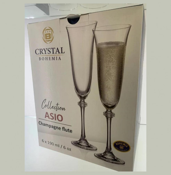Бокалы для шампанского 190 мл 6 шт  Crystalite Bohemia &quot;Asio /Александра /Панто /Платиновая лента&quot; / 270930
