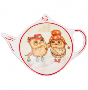 Подставка для чайного пакетика красная  LEFARD "Новогодняя сказка /Совы" / 225158