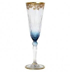 Бокалы для шампанского 160 мл 6 шт  RCR Cristalleria Italiana SpA "Timon /Опера золото" синее дно / 147770