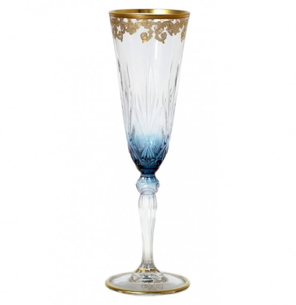 Бокалы для шампанского 160 мл 6 шт  RCR Cristalleria Italiana SpA &quot;Timon /Опера золото&quot; синее дно / 147770