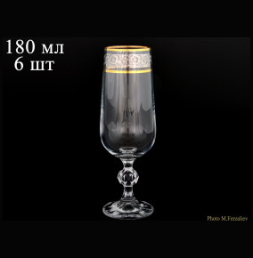 Бокалы для шампанского 180 мл 6 шт  Crystalite Bohemia "Клаудия /Цветочный узор на платине" / 005691