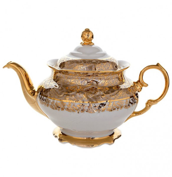 Заварочный чайник 1,2 л  МаМ декор &quot;Фредерика /Золотые листики на бежевом&quot; / 070418