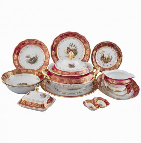 Столовый сервиз на 6 персон 27 предметов  Royal Czech Porcelain "Фредерика /Охота красная" / 086874