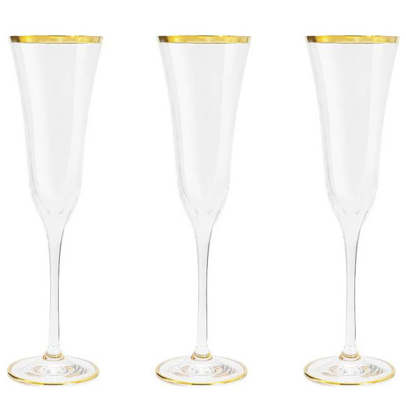 Бокалы для шампанского 175 мл 6 шт  Same Crystal &quot;Сабина /Отводка золото&quot; (подарочная упаковка) / 300253