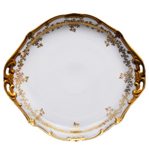 Пирожковая тарелка 28 см  Weimar Porzellan &quot;Кастэл /Золотой цветочный узор&quot; / 013045