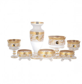 Набор конфетниц с вазой для цветов 7 предметов  Star Crystal "Лепка /Антик золото /Золотой цветок" SC / 139075