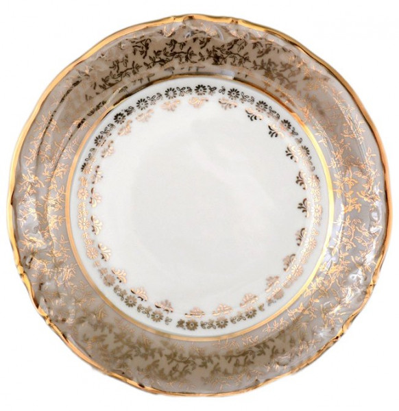 Набор тарелок 19 см 6 шт  МаМ декор &quot;Фредерика /Бежевая с золотыми листиками&quot; / 066912