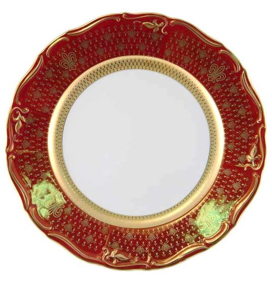 Блюдо 30 см круглое  Royal Czech Porcelain &quot;Мария-Луиза /Королевская лилия на красном&quot; / 203744