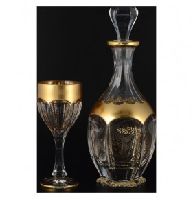 Набор для вина 7 предметов (графин + 6 бокалов)  Crystalite Bohemia "Сафари /Матовое золото" / 094178
