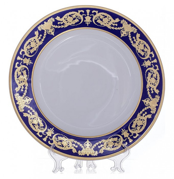 Блюдо 32 см круглое  Bavarian Porcelain &quot;Александрия /Золотой узор на синем&quot; / 070701