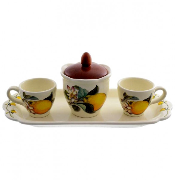 Кофейный набор на 2 персоны 5 предметов  Artigianato Ceramico by Caroline &quot;Artigianato ceramico /Лимоны&quot; / 156782