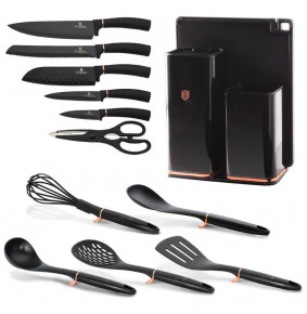 Набор кухонных ножей и аксессуаров на подставке 13 предметов  Berlinger Haus "Black Rose" / 280758