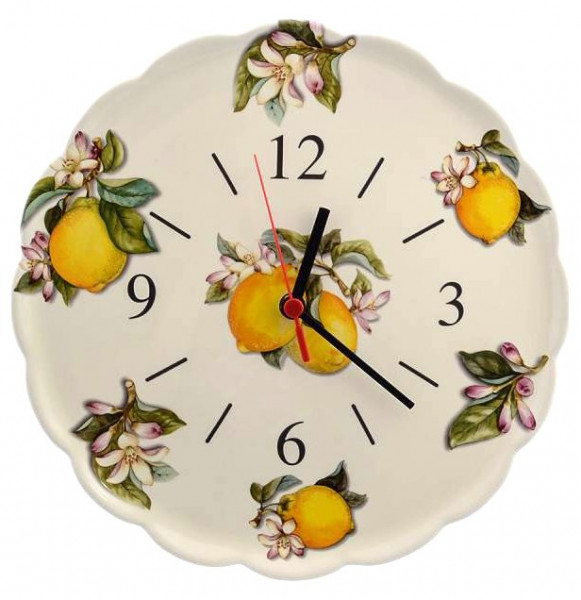 Часы настенные 29,5 см  Artigianato Ceramico by Caroline &quot;Artigianato ceramico /Лимоны&quot; / 156828