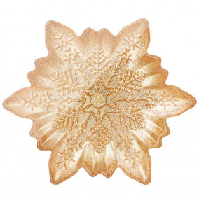 Блюдо 20 см Снежинка  АКСАМ "Snow cristal gold" / 262807