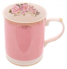 Кружка 400 мл розовая  Royal Classics "Flower" / 308555