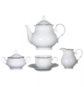 Чайный сервиз на 6 персон 15 предметов  Bohemia Porcelan Moritz Zdekauer 1810 s.r.o. "Офелия /Золотая отводка" / 010777