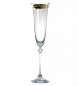 Бокалы для шампанского 190 мл 6 шт  Crystalite Bohemia "Александра /Цветочный узор на платине" / 036345