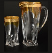 Набор для воды 7 предметов (кувшин 1,1 л + 6 стаканов по 350 мл)  Crystalite Bohemia &quot;Квадро /Амбер с золотом&quot; / 105408