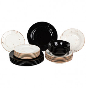 Набор тарелок 24 предмета на 6 персон  O.M.S. Collection "TULU /Чёрно-кремовый" / 284382