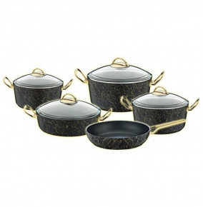 Набор посуды 9 предметов антипригарное покрытие чёрный  O.M.S. Collection "AVANGARDE & GRANITE SETS" / 251751
