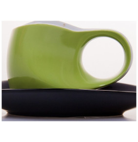 Набор кофейных пар 2 шт экспрессо  Weimar Porzellan "Colani" зелёные с чёрным  / 049605