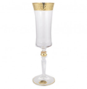 Бокалы для шампанского 190 мл 6 шт  Crystalex CZ s.r.o. "Грация /Золотой цветочный кант" V-D / 128472