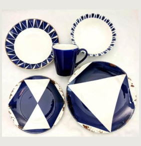 Столовый сервиз на 6 персон 30 предметов  O.M.S. Collection "TULU /Геометрия /Микс синий" / 301200