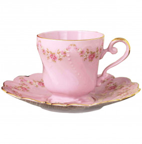 Кофейная пара 150 мл  Leander "Ливия /Розовый цветок" розовая / 158653
