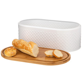 Хлебница 33,8 х 18 х 12 см + банки для сыпучих продуктов 10 х 11 см 2 шт белые Agness  / 341404
