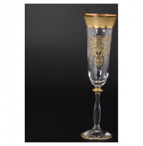 Бокалы для шампанского 190 мл 6 шт  Bohemia "Анжела /Матовая полоса /золотая роспись" B-G  / 125705