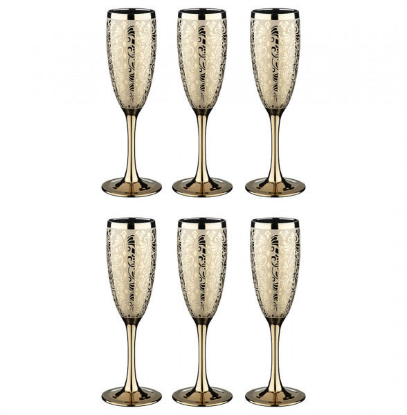 Бокалы для шампанского 170 мл 6 шт  LEFARD &quot;Золотой либерти&quot; / 235186