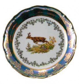 Тарелка 24 см 1 шт глубокая  Royal Czech Porcelain "Мария-Тереза /Охота зеленая" / 204927