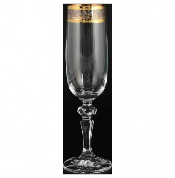 Бокалы для шампанского 180 мл 6 шт  Crystalite Bohemia &quot;Мирель /Золотые листики&quot; / 101194