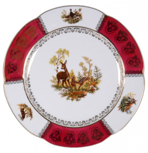 Набор тарелок 25 см 6 шт  Royal Czech Porcelain &quot;Болеро /Охота красная&quot; / 091273