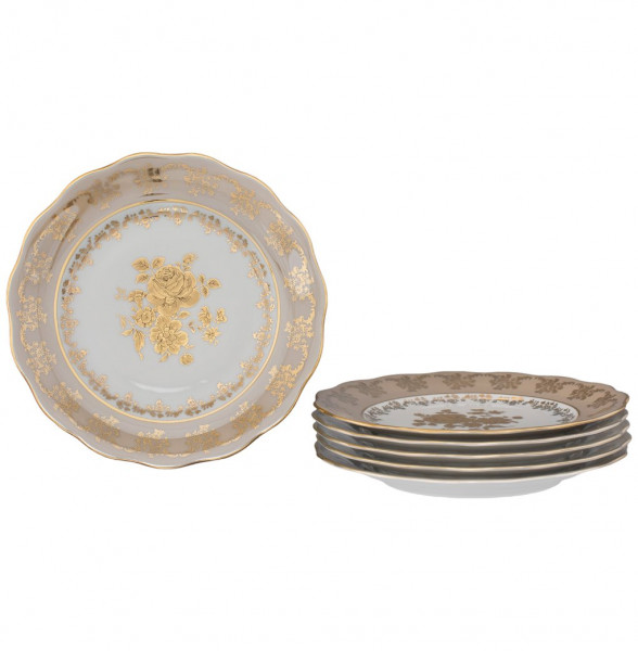 Тарелка 24 см 1 шт  Royal Czech Porcelain &quot;Аляска /Золотая роза /Бежевая&quot; / 204818