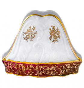 Салфетница  Royal Czech Porcelain "Рококо /Красная /Золотые листики" / 203941