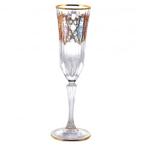Бокалы для шампанского 180 мл 6 шт  RCR Cristalleria Italiana SpA "Timon /Адажио /Окошки ассорти /золото" / 146657